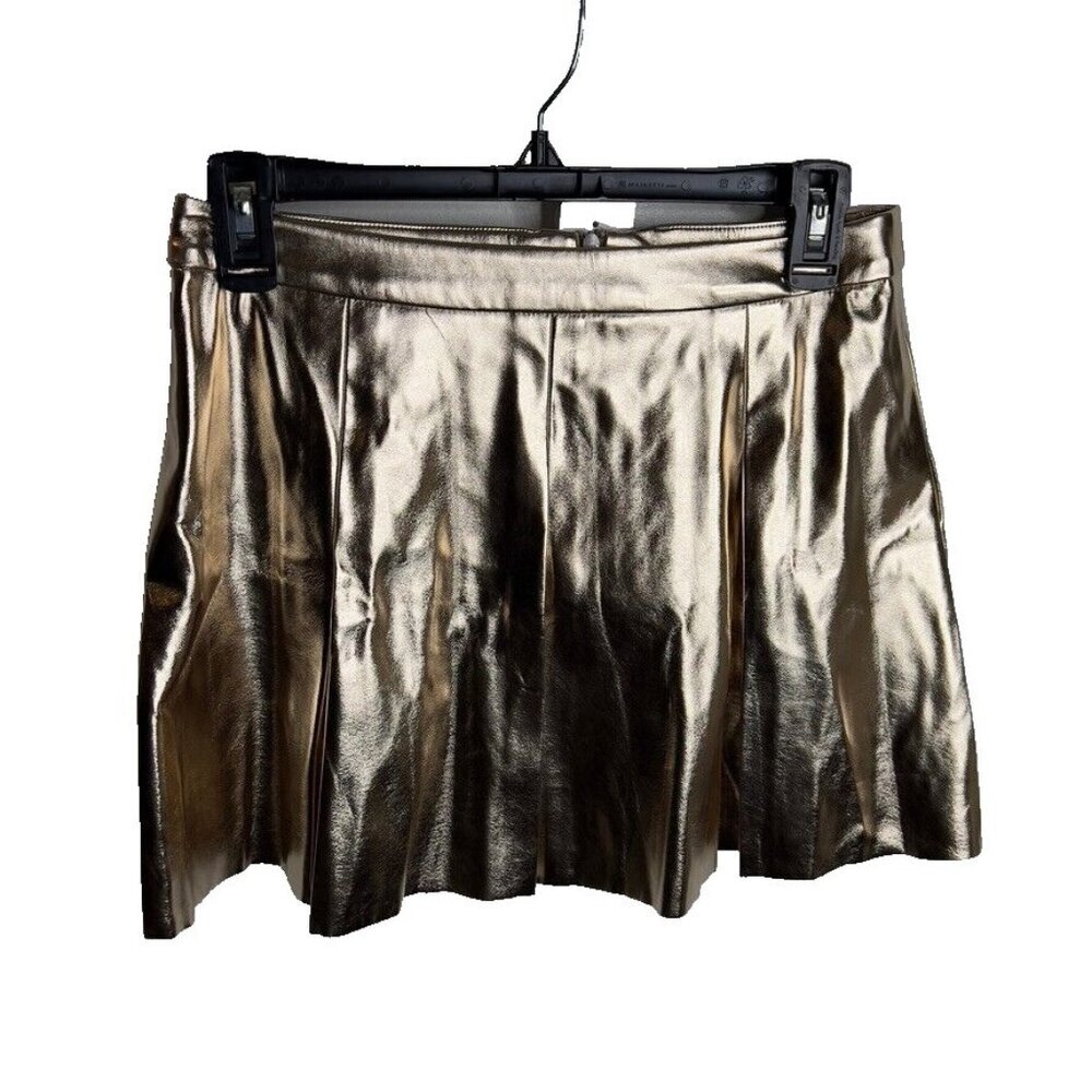 J.Crew Crewcuts $75 Girls pleated pull-on skirt in metallic Gold Size 14 CC201 - Picture 2 of 6